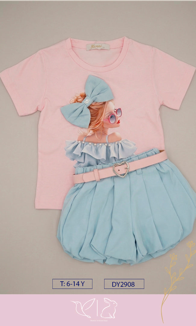 Conjunto Premium "Chic Girl" – Short Bombacho + Playera con Relieve 🎀