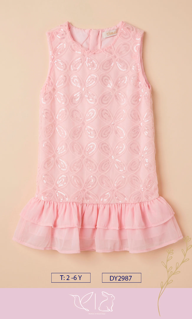 Vestido de Fiesta para Niña Lentejuelas y Olanes