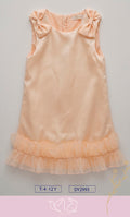 Vestido de Gala Satinado con Moños y Olán para Niña