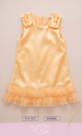 Vestido de Gala Satinado con Moños y Olán para Niña