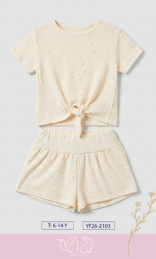 Conjunto "Glow" de 2 Piezas para Niña - Top con Nudo y Short Falda ✨