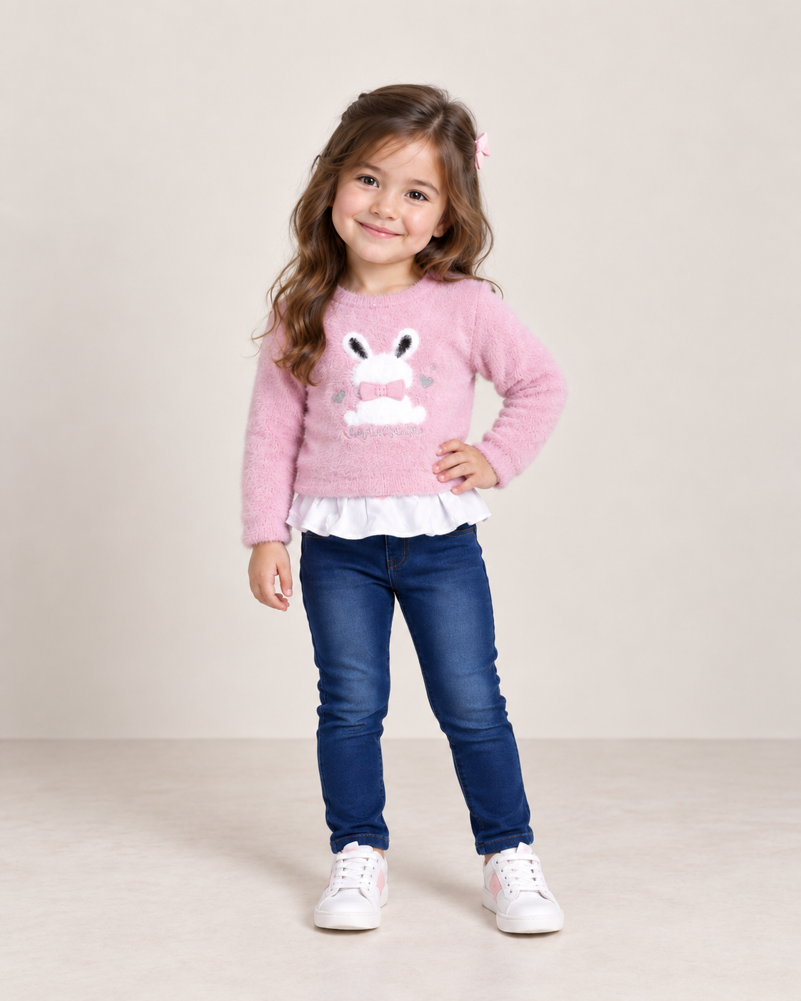 Conjunto para Niña 2 Piezas Suéter de Conejito + Pantalón de Mezclilla ✨🐰