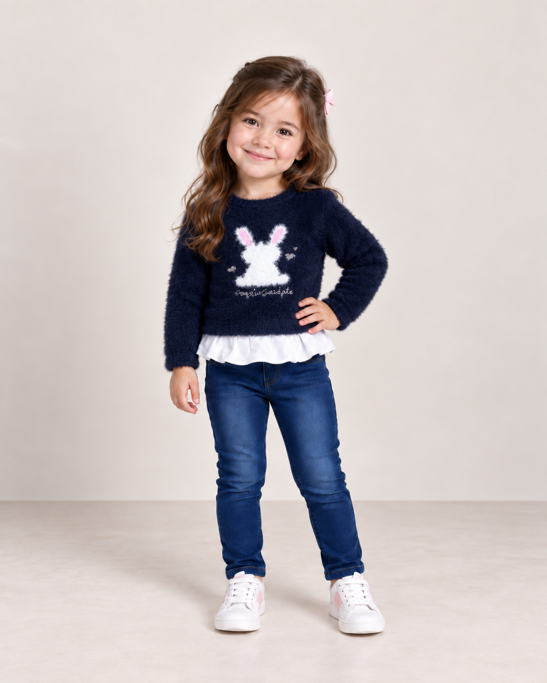 Conjunto para Niña 2 Piezas Suéter de Conejito + Pantalón de Mezclilla ✨🐰