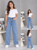 Jeans Wide Leg para Niña con Mariposas Bordadas 🦋✨