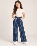 Jeans Wide Leg para Niña con Brillos ✨ Pantalón de Mezclilla con Diseño Desgastado y Pierna Ancha