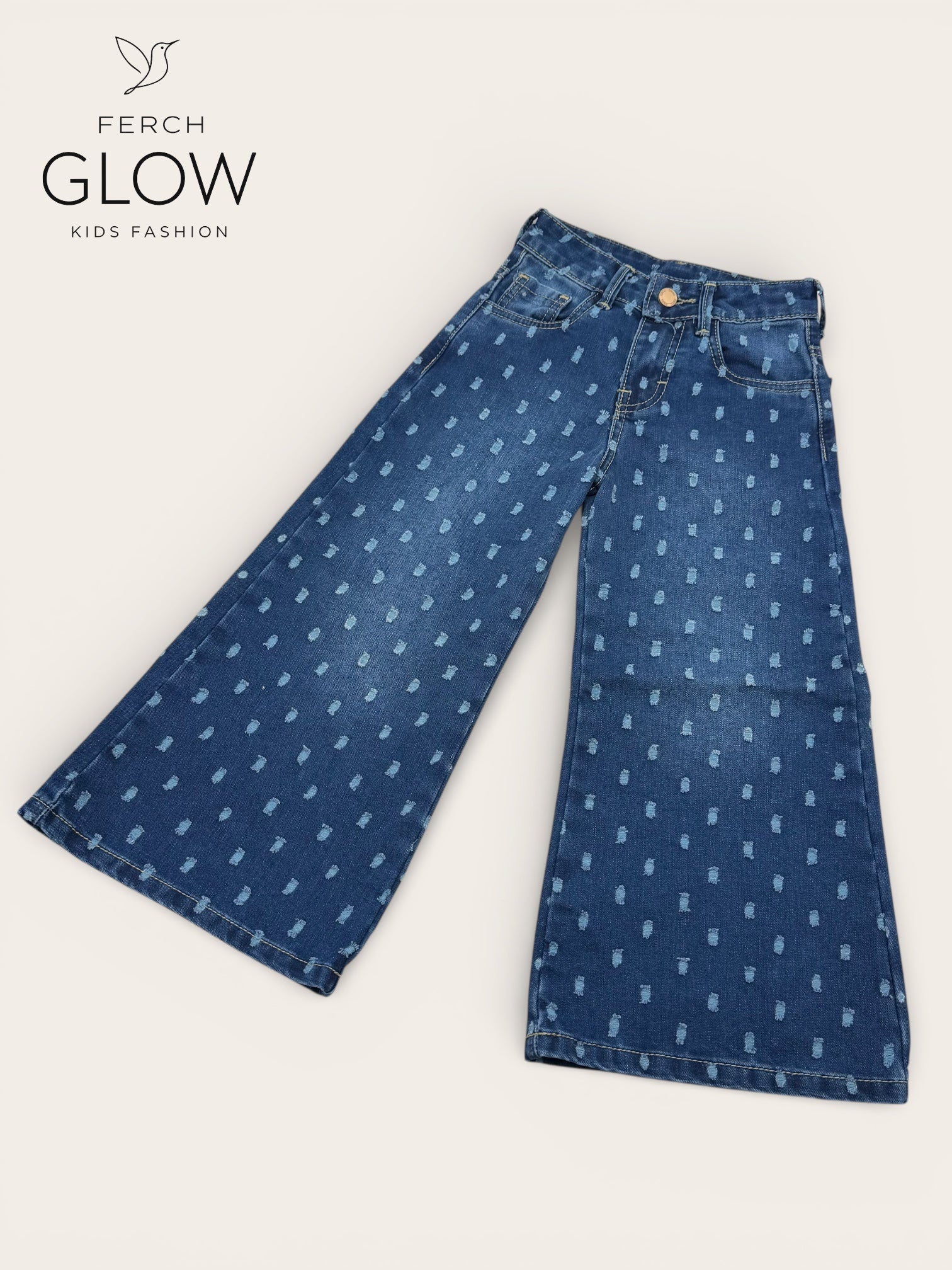 Jeans Wide Leg para Niña con Detalles Rasgados