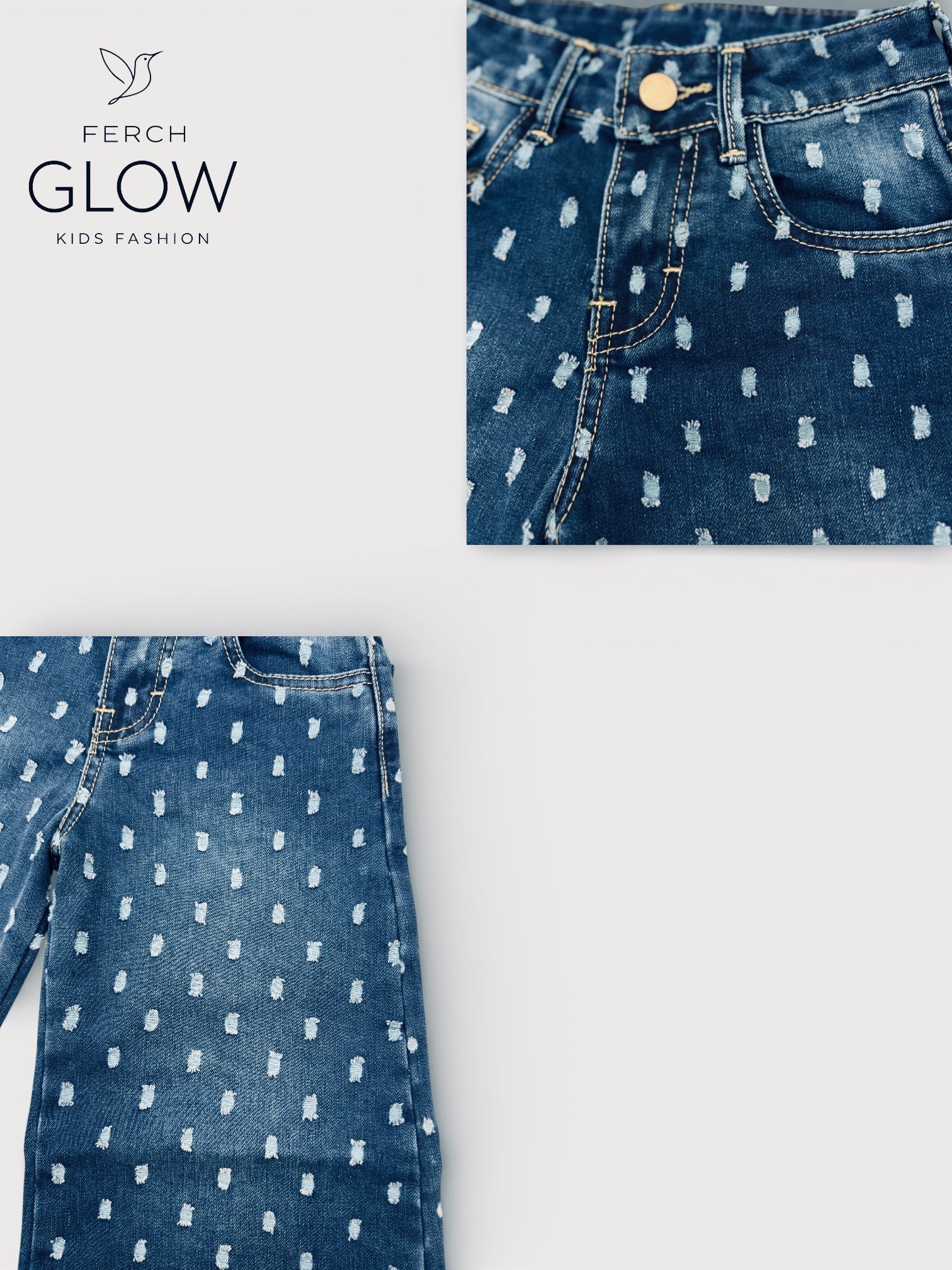 Jeans Wide Leg para Niña con Detalles Rasgados