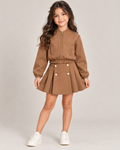 Conjunto para Niña de 2 Piezas con Chamarra y Falda Plisada Elegante
