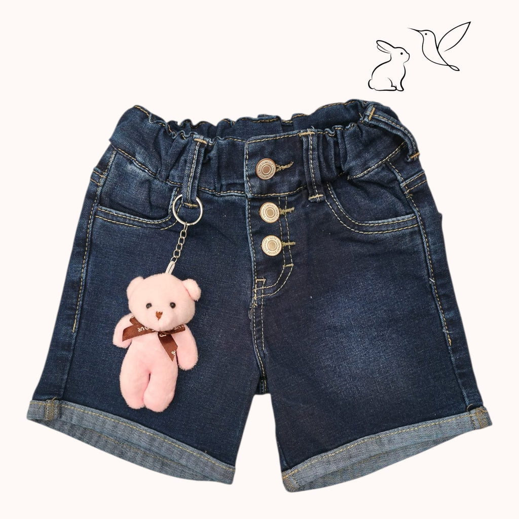 Short de Mezclilla para Niña con Llavero de Osito Rosa 🧸✨