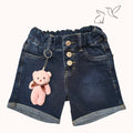 Short de Mezclilla para Niña con Llavero de Osito Rosa 🧸✨