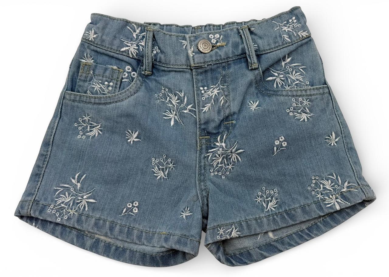 Short de Mezclilla con Bordado Floral "Botanical Blue"