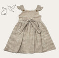 Vestido de Lino a Rayas para Niña - Estilo Vintage con Moño Frontal 🎀