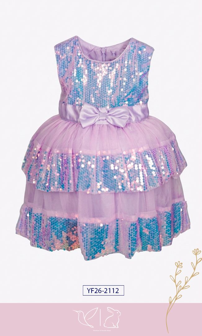 Vestido de Fiesta para Niña Ferch Glow - Elegante con Lentejuelas, Tul en Capas y Moño Satinado