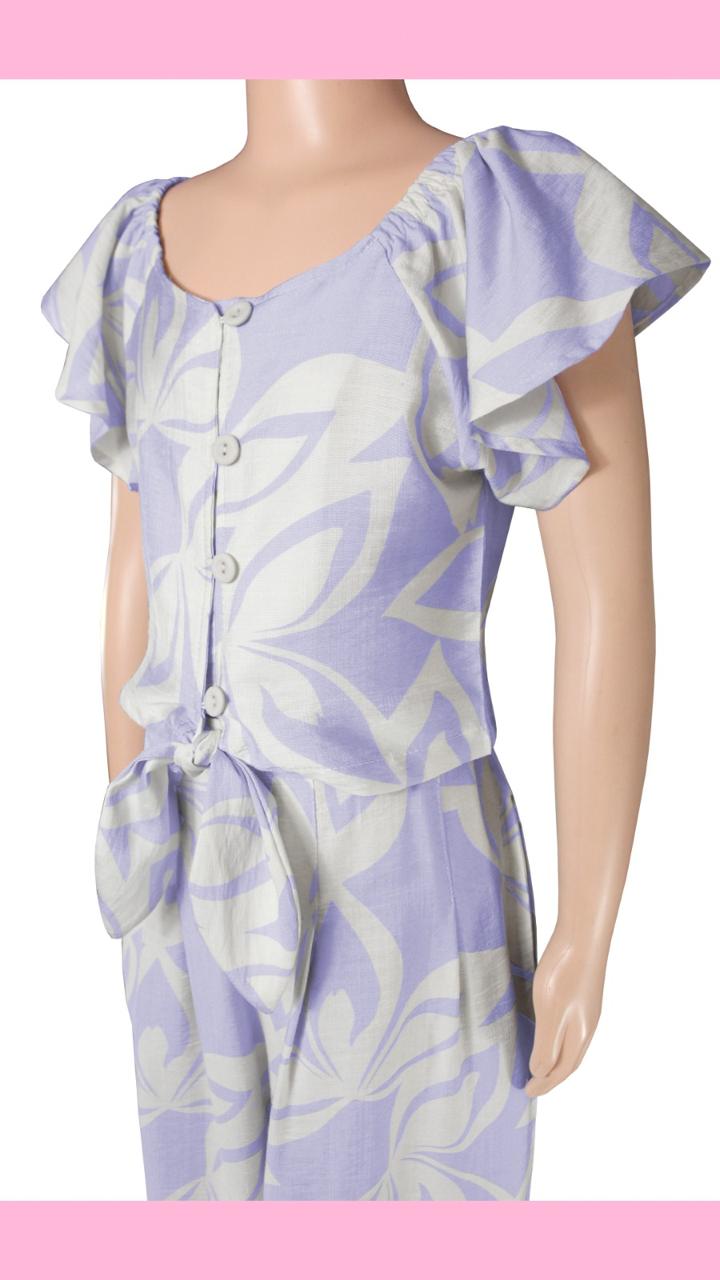 Conjunto Tropical de 2 Piezas para Niña | Blusa con Nudo y Short Floral