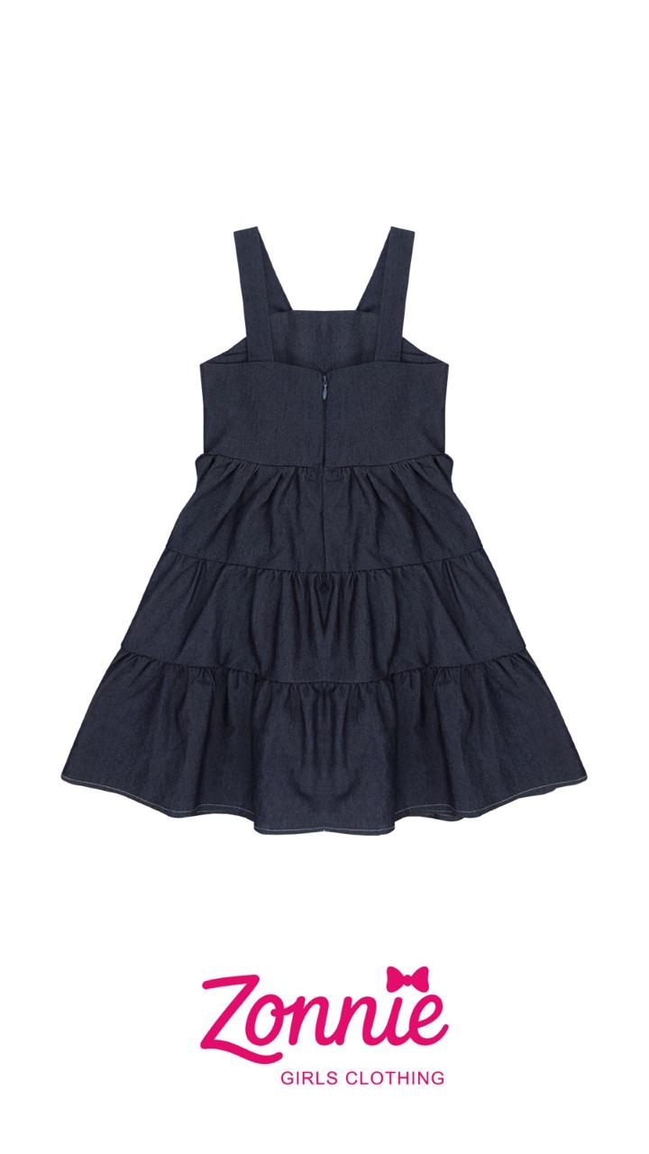 Vestido de Mezclilla Zonnie para Niña - Diseño en Capas con Bordado Floral