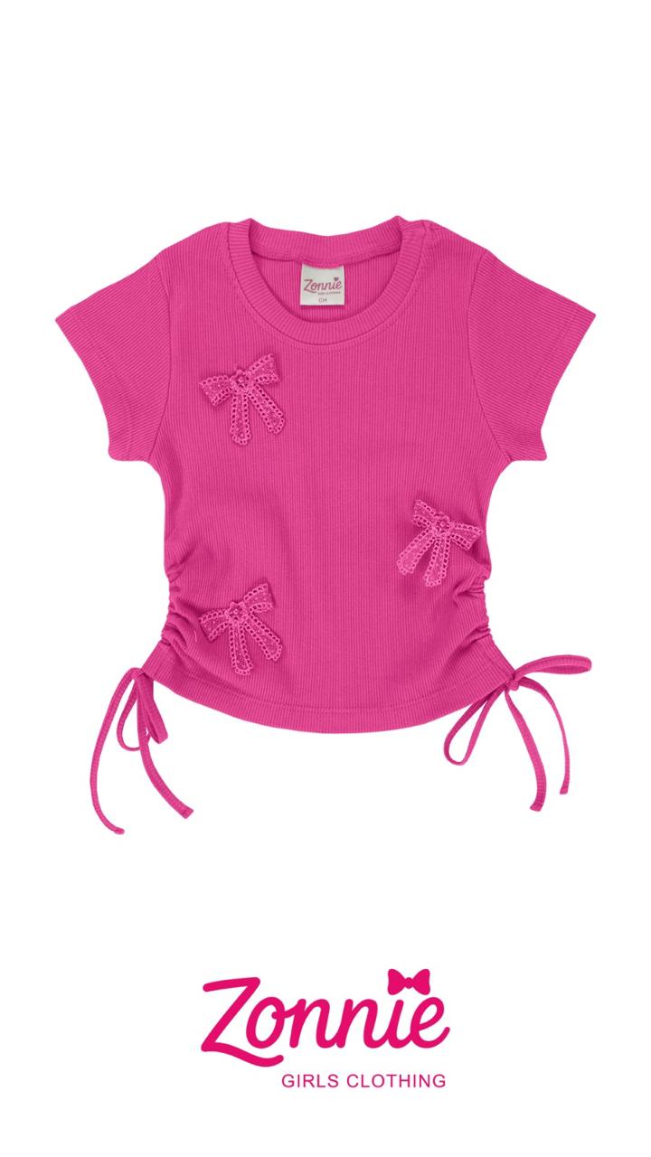 "¡Estilo y Ternura! 💖 Blusa de Canalé con Lazos para Niñas 🎀"