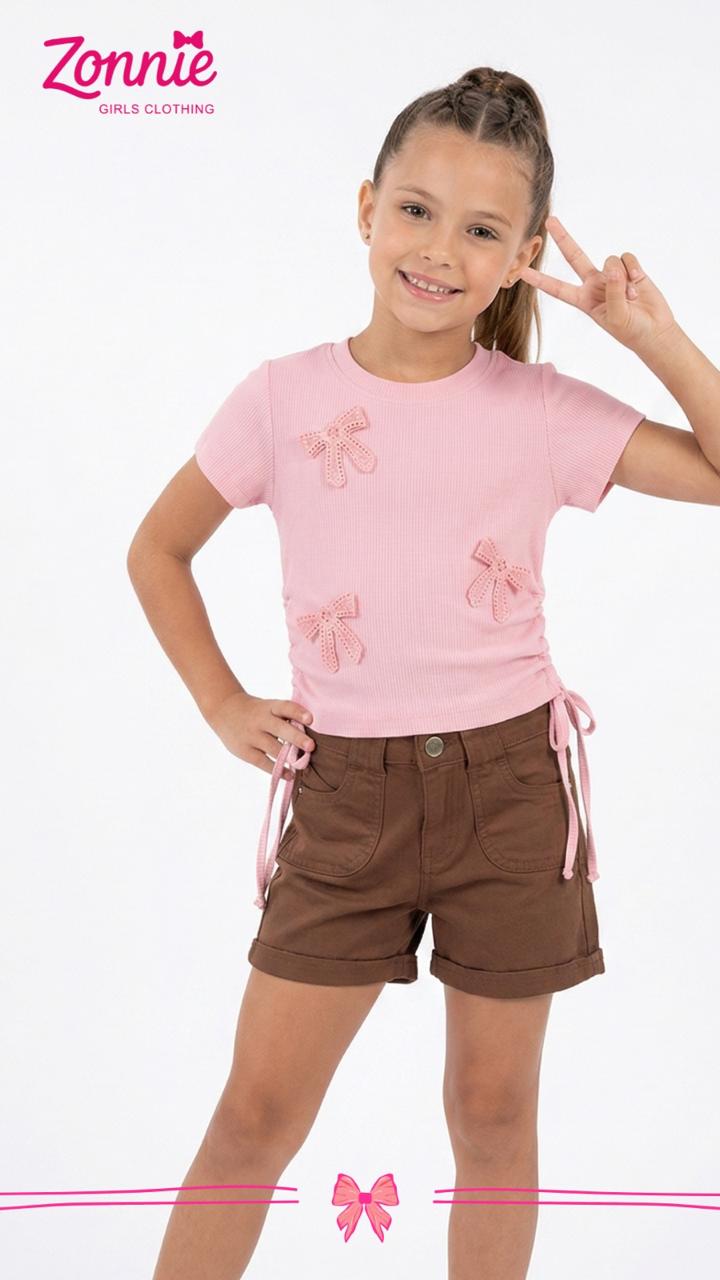"¡Estilo y Ternura! 💖 Blusa de Canalé con Lazos para Niñas 🎀"
