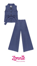 Conjunto Denim de 2 Piezas para Niña | Chaleco con Cinturón + Pantalón Wide Leg 👖✨