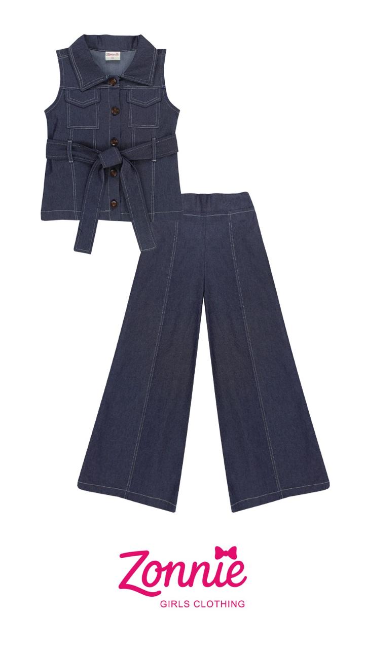 Conjunto Denim de 2 Piezas para Niña | Chaleco con Cinturón + Pantalón Wide Leg 👖✨