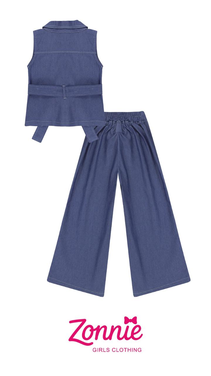 Conjunto Denim de 2 Piezas para Niña | Chaleco con Cinturón + Pantalón Wide Leg 👖✨
