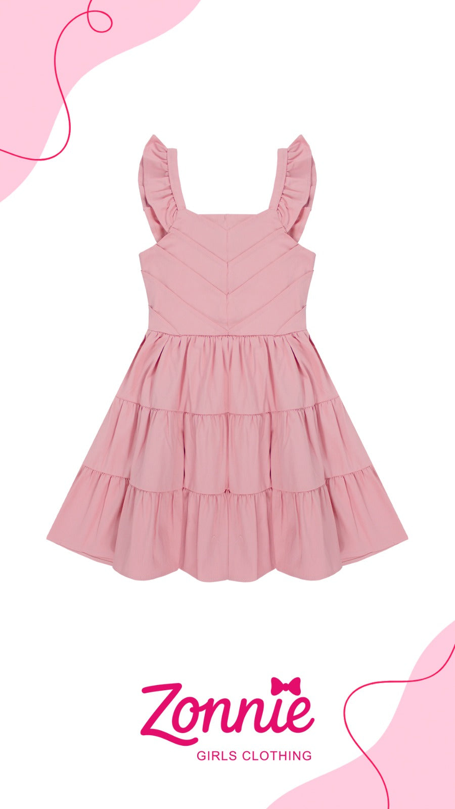 Vestido Infantil de Fiesta con Vuelo y Olanes – Estilo Elegante y Cómodo para Niñas