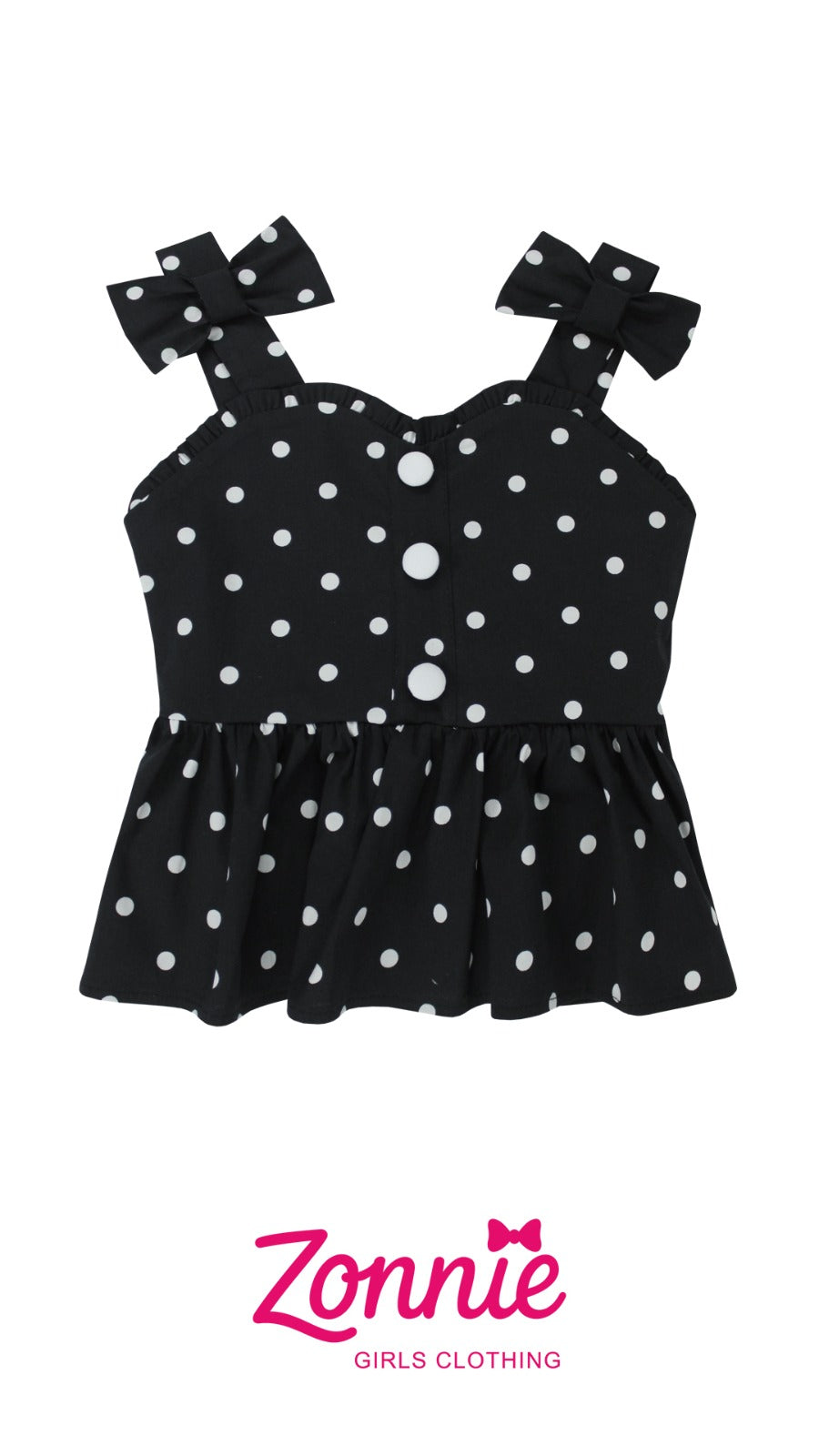Top Polka Dot Retro para Niñas | Blusa con Lazos Coquette