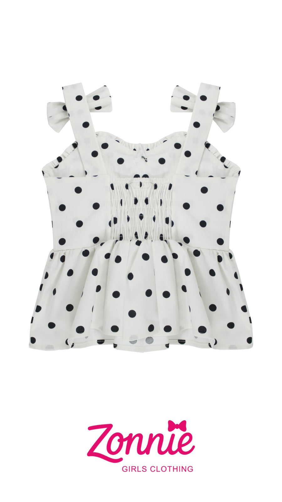 Top Polka Dot Retro para Niñas | Blusa con Lazos Coquette