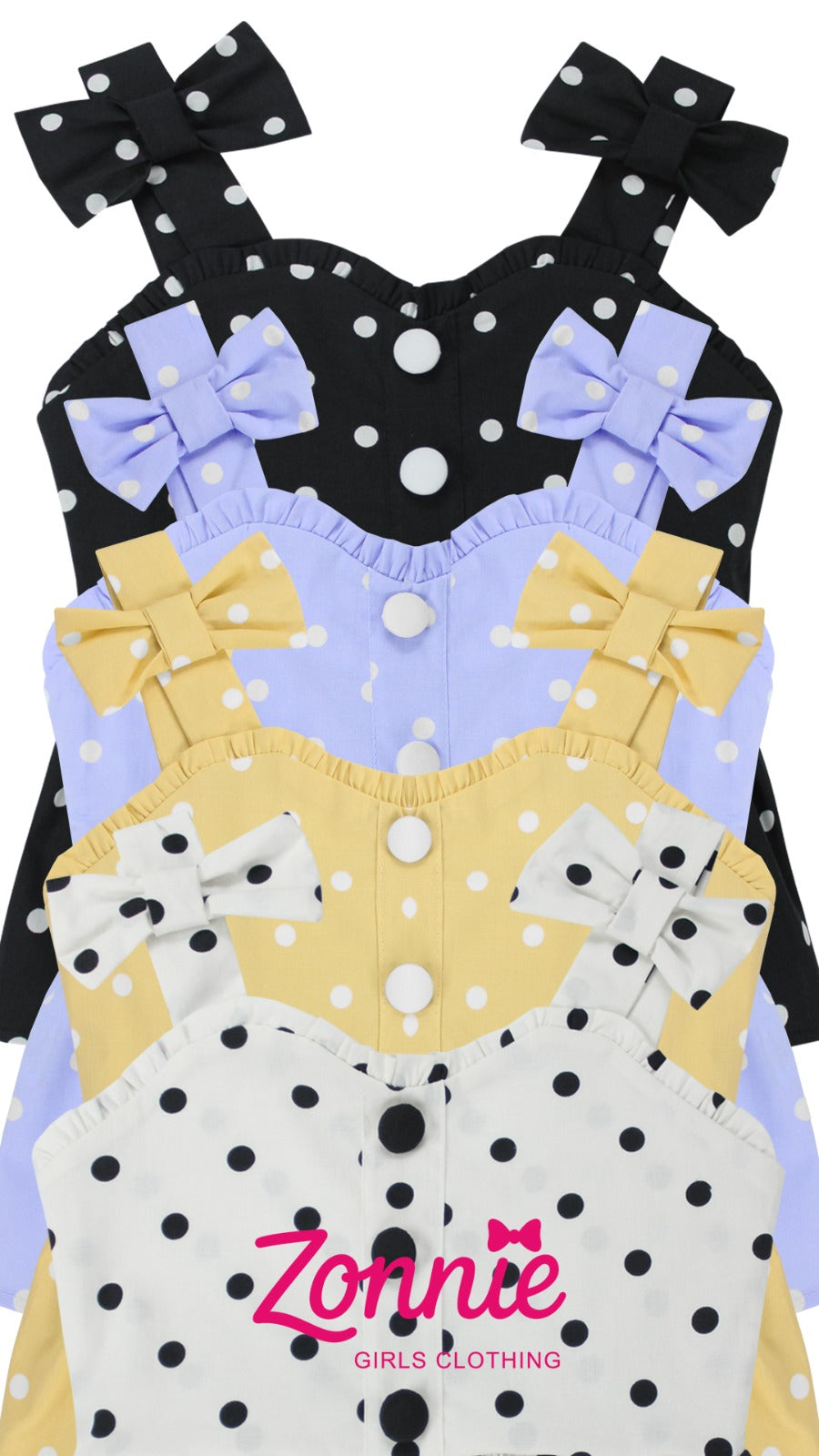 Top Polka Dot Retro para Niñas | Blusa con Lazos Coquette