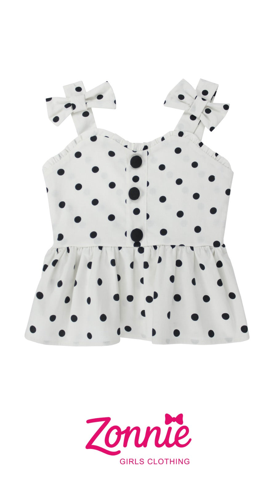 Top Polka Dot Retro para Niñas | Blusa con Lazos Coquette