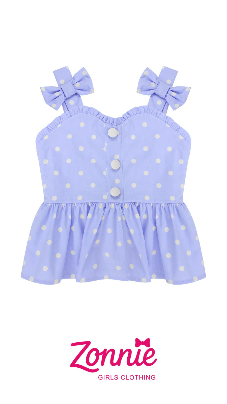 Top Polka Dot Retro para Niñas | Blusa con Lazos Coquette