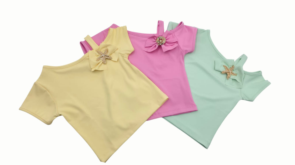 Blusa de Niña con Detalle de Estrella de Mar y Moño – Colección Verano 2026