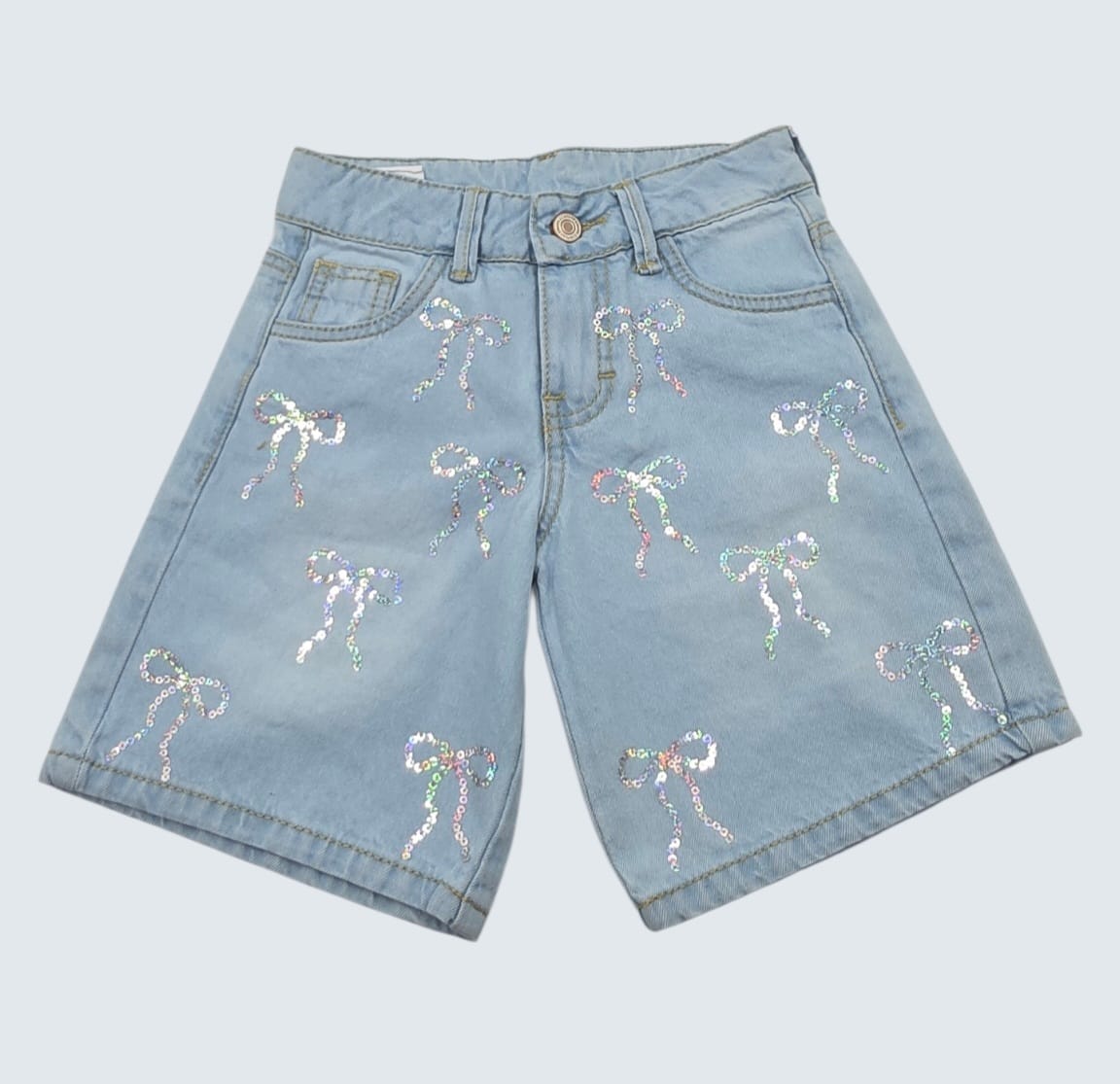 Shorts Jorts de Mezclilla con Lentejuelas (Estrellas y Moños) 🎀⭐