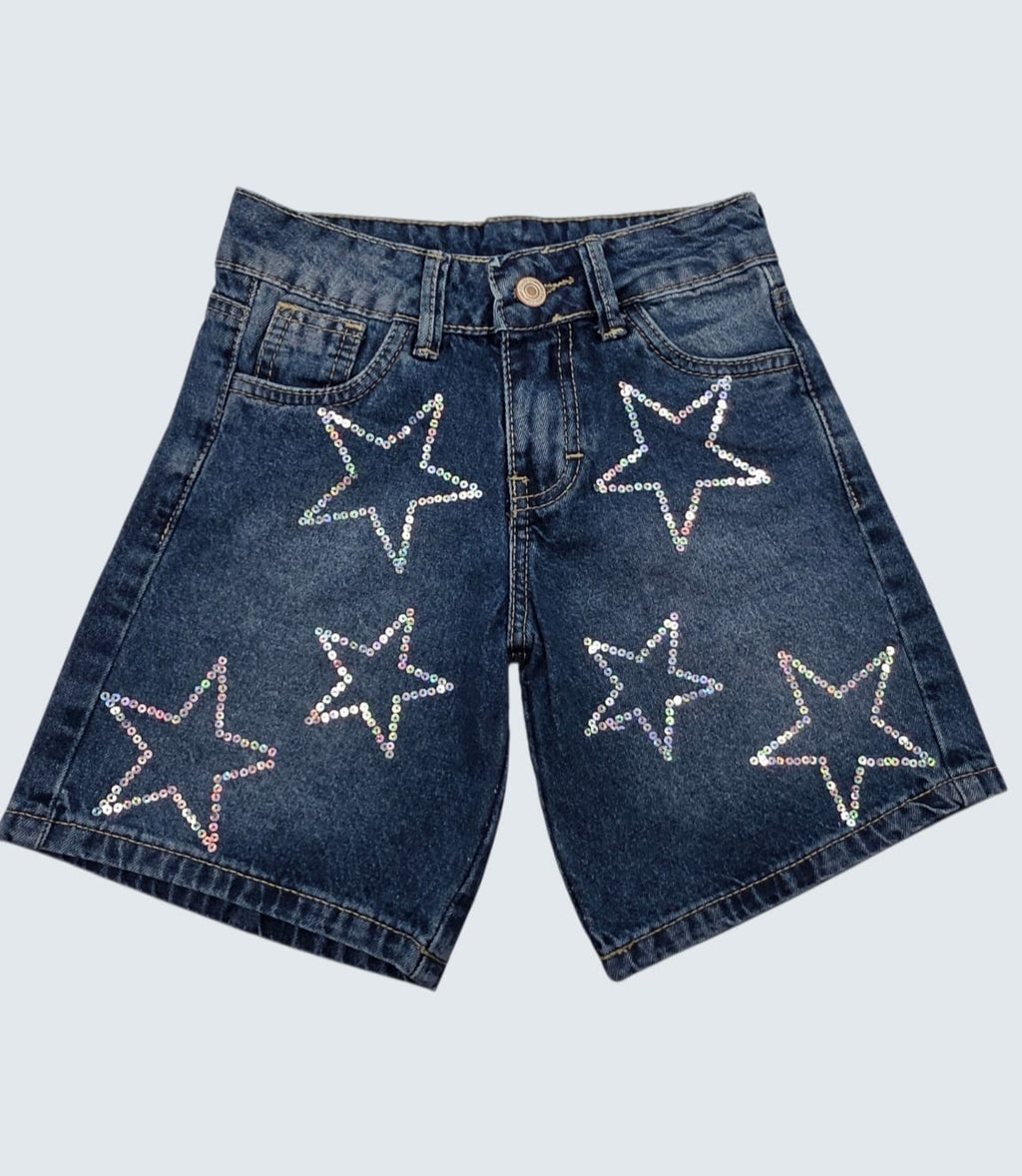 Shorts Jorts de Mezclilla con Lentejuelas (Estrellas y Moños) 🎀⭐