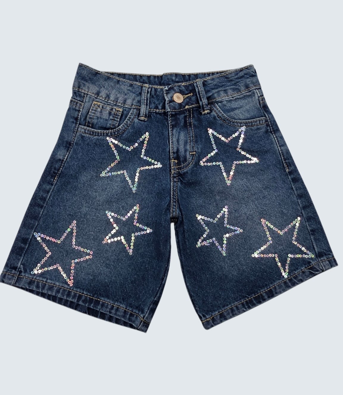 Shorts Jorts de Mezclilla con Lentejuelas (Estrellas y Moños) 🎀⭐