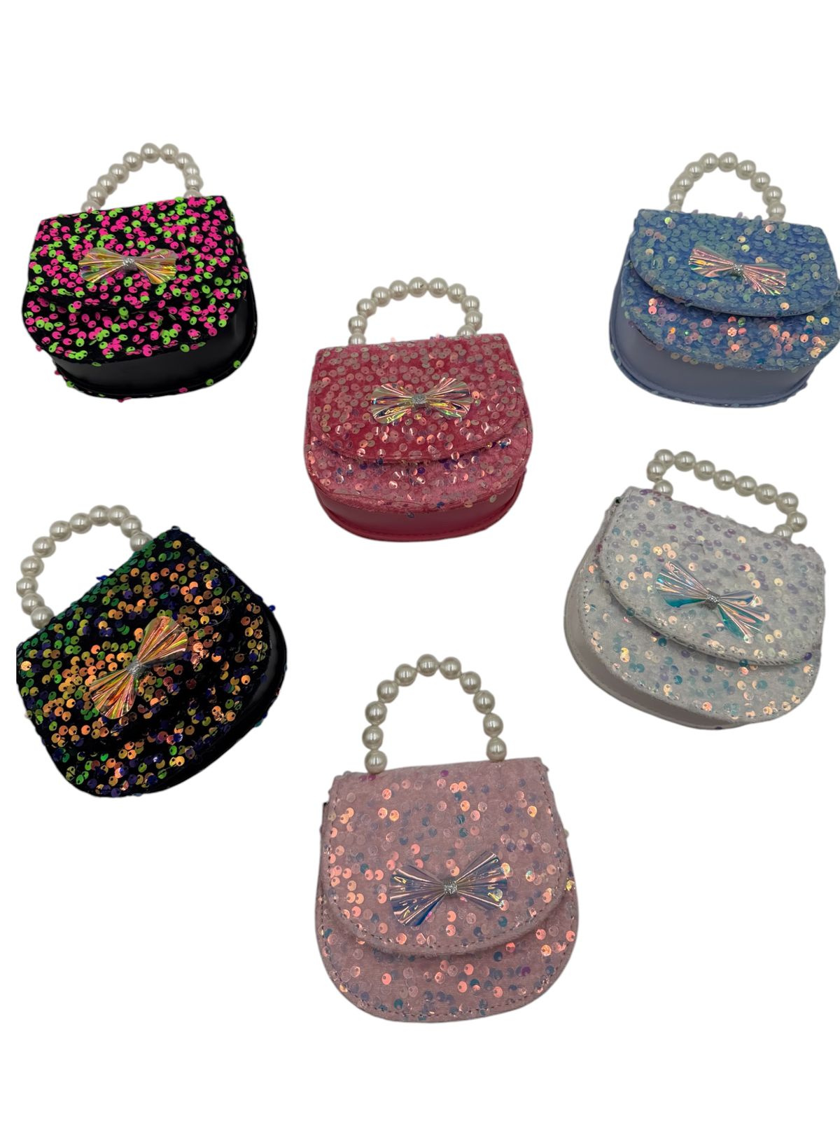 Mini Bolsa Coquette De Lentejuelas Con Perlas Para Niña