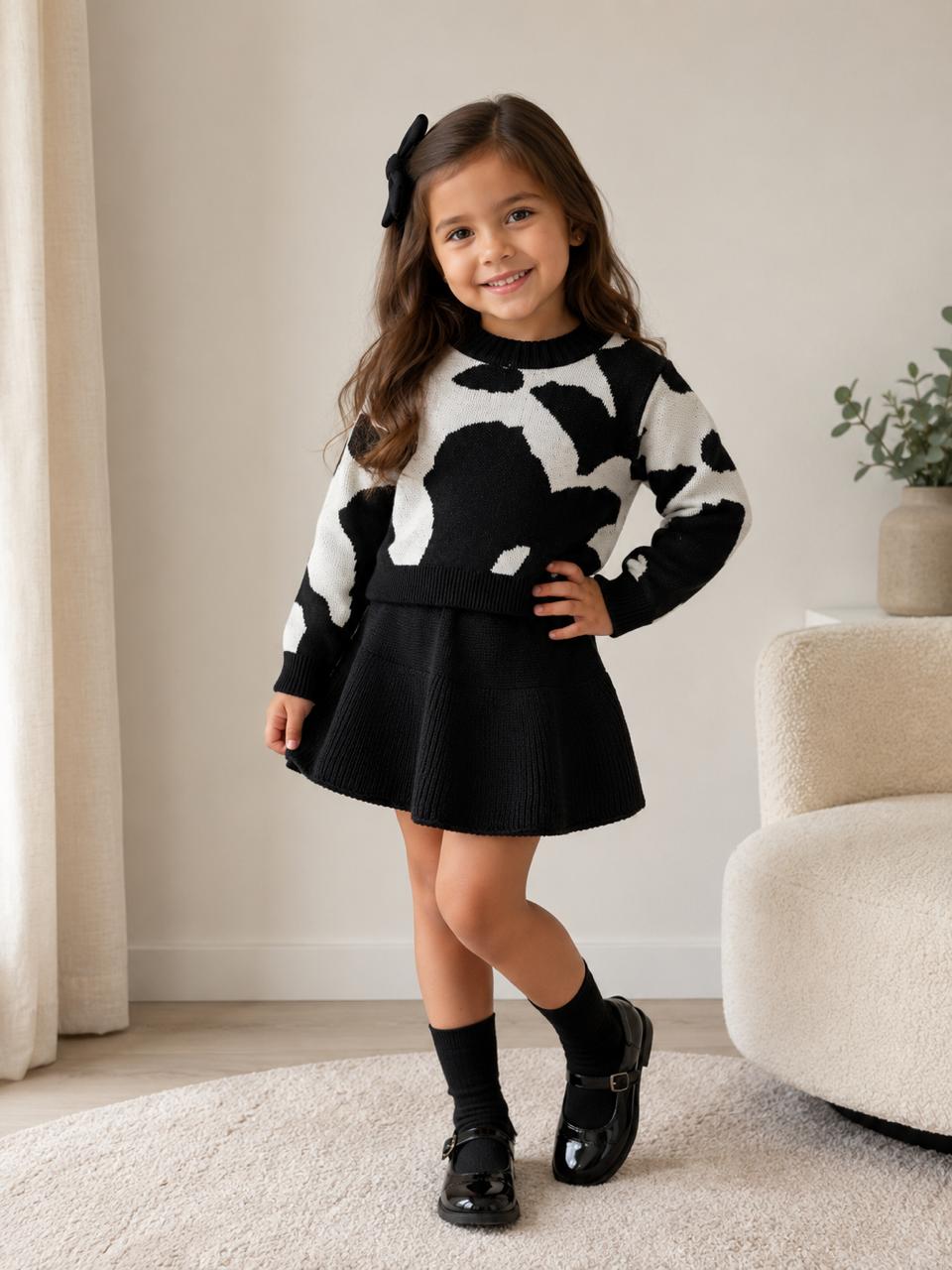Conjunto Tejido de Vaca para Niña 🐮✨