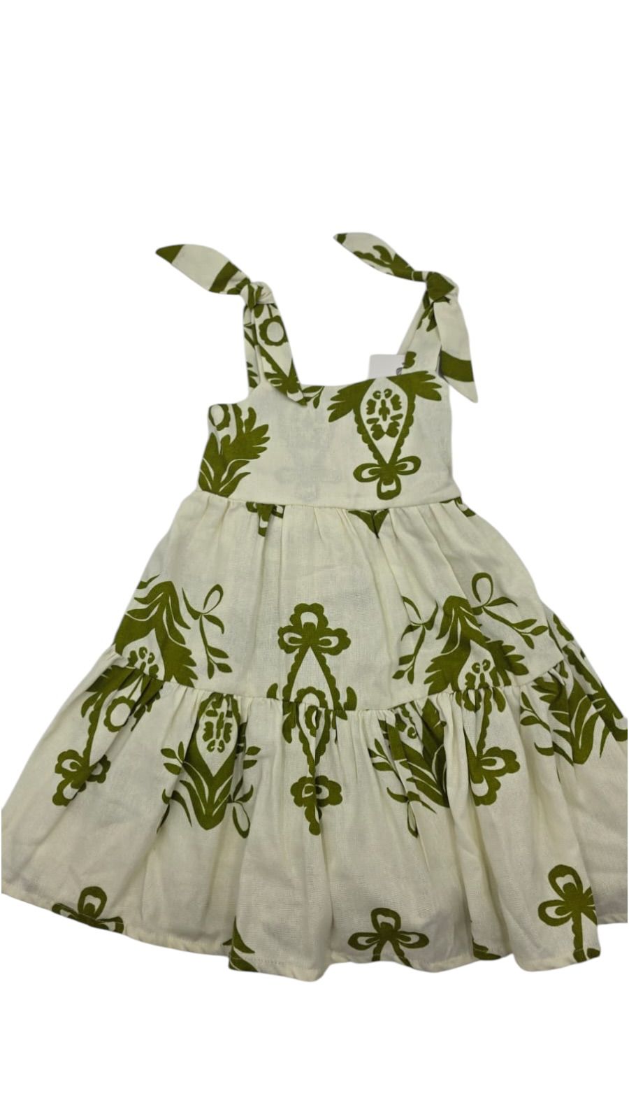 Vestido Infantil Niña Estampado Con Tirantes De Moño Elegante