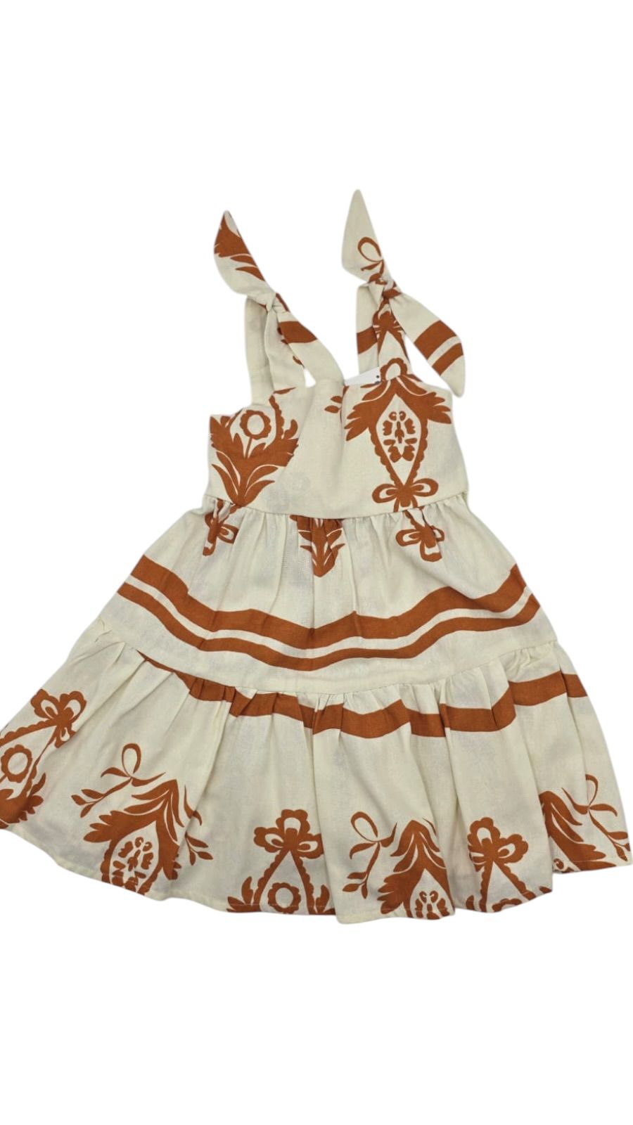 Vestido Infantil Niña Estampado Con Tirantes De Moño Elegante