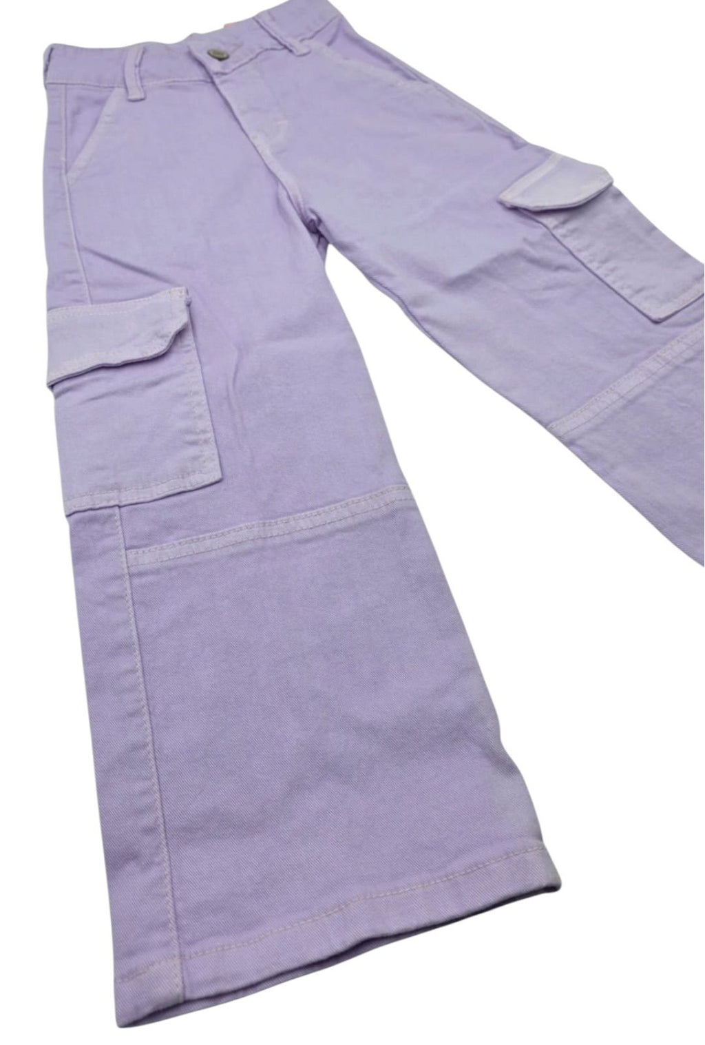 Pantalón Cargo Lila para Niña, Jeans de Pierna Ancha Aesthetic, Moda Infantil Casual Trendy