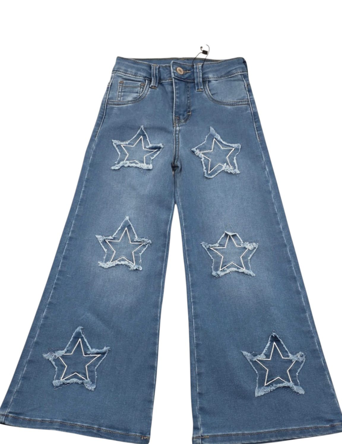 Pantalones Vaqueros Anchos con Estrellas Deshilachadas y Estilo Retro