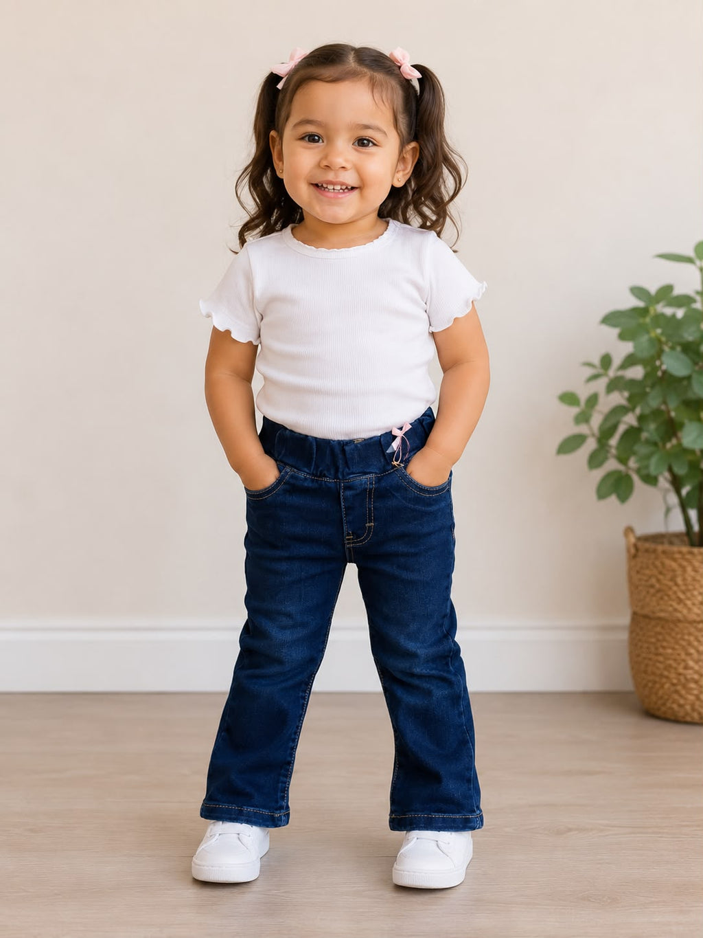 ✨ Pantalón de Mezclilla Infantil para Niña | Cintura Elástica | Cómodo y Moderno