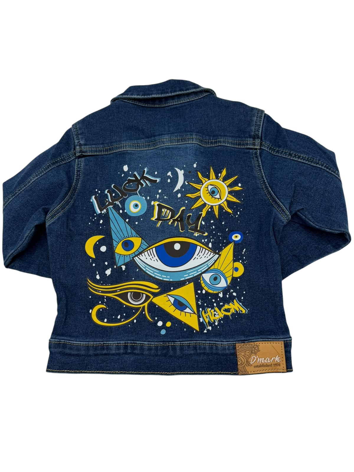 Chamarra de Mezclilla para Niñas con Diseño de Ojo Turco y Elementos Místicos - ¡Estilo y Protección!