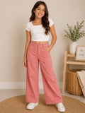 ✨ Pantalón Wide Leg Niña Rosa | Cintura Alta | Bolsillos Frontales | Casual y Cómodo