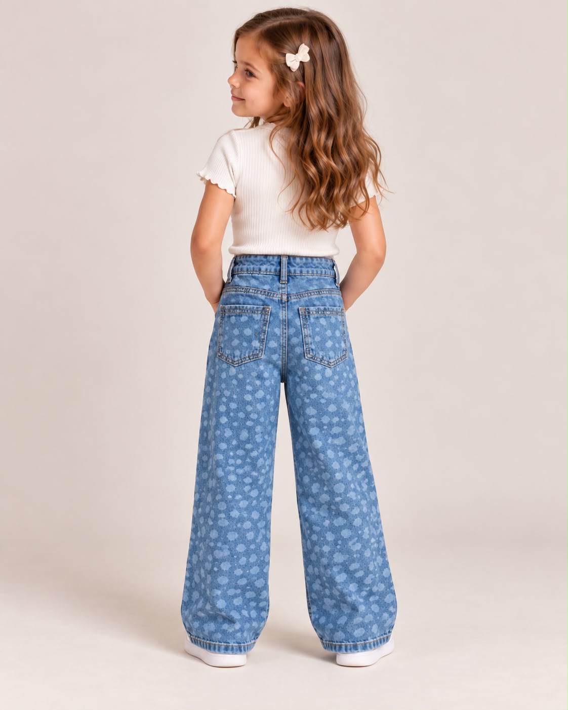 ✨ Jeans Wide Leg para Niña con Brillos y Diseños – Mezclilla de Moda