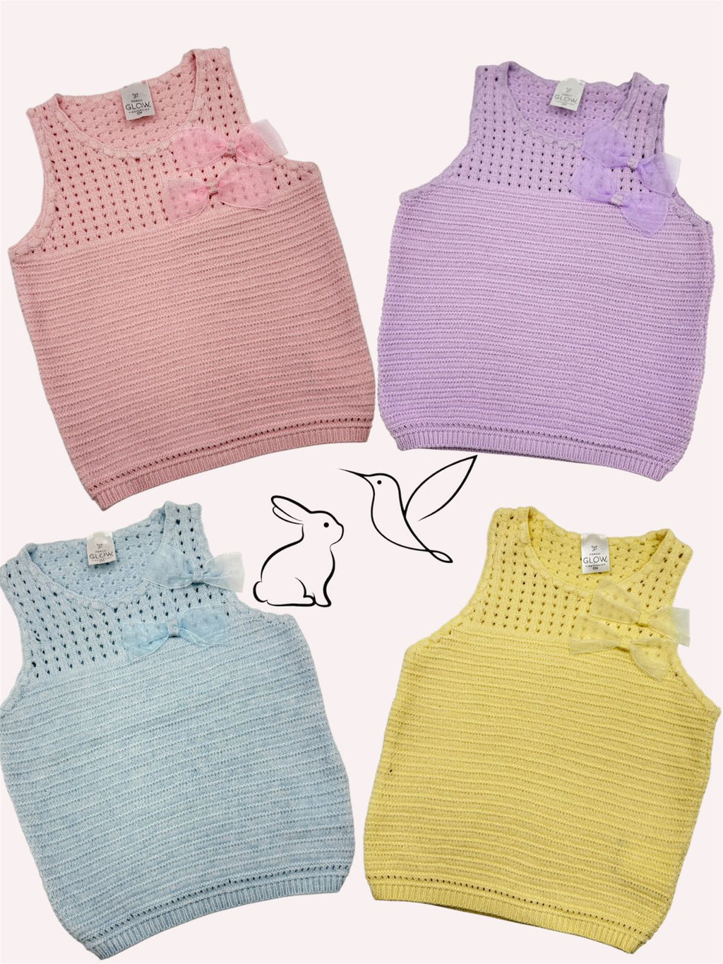 Blusa Tejida para Niña con Moño – Colores Pastel 🌸✨