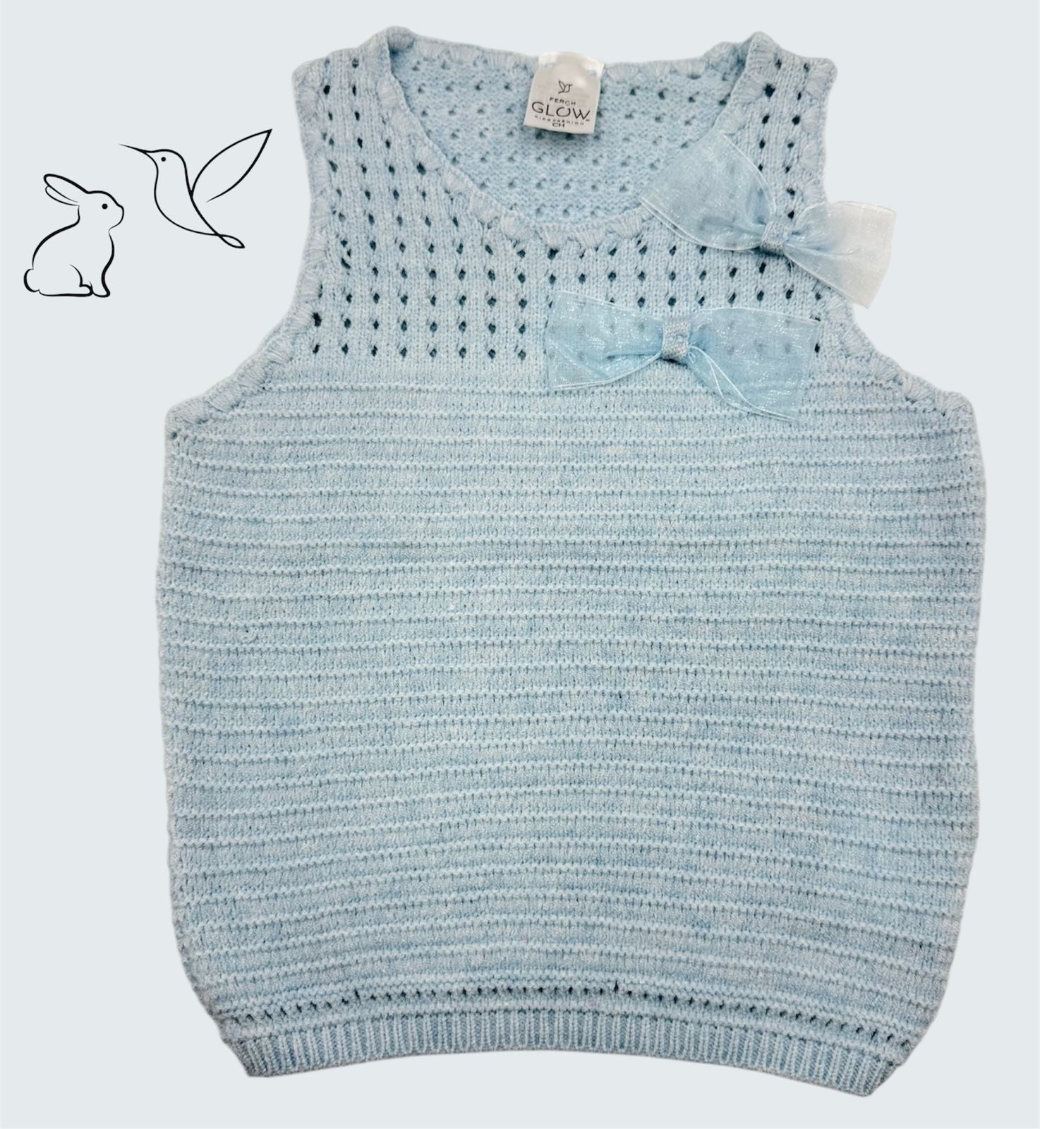 Blusa Tejida para Niña con Moño – Colores Pastel 🌸✨