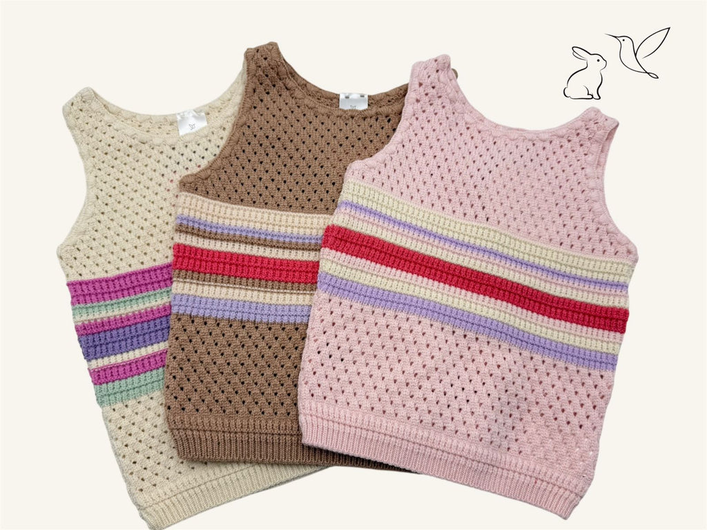 Blusa de Punto Calado con Rayas Boho | Estilo Retro Trendy ✨