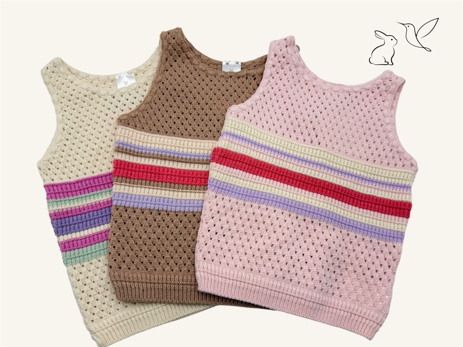 Blusa de Punto Calado con Rayas Boho | Estilo Retro Trendy ✨