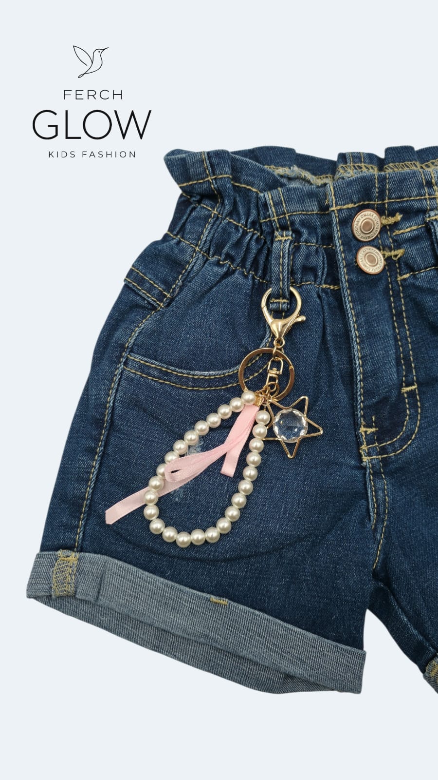 Short de Mezclilla para Niña con Llavero Coquette