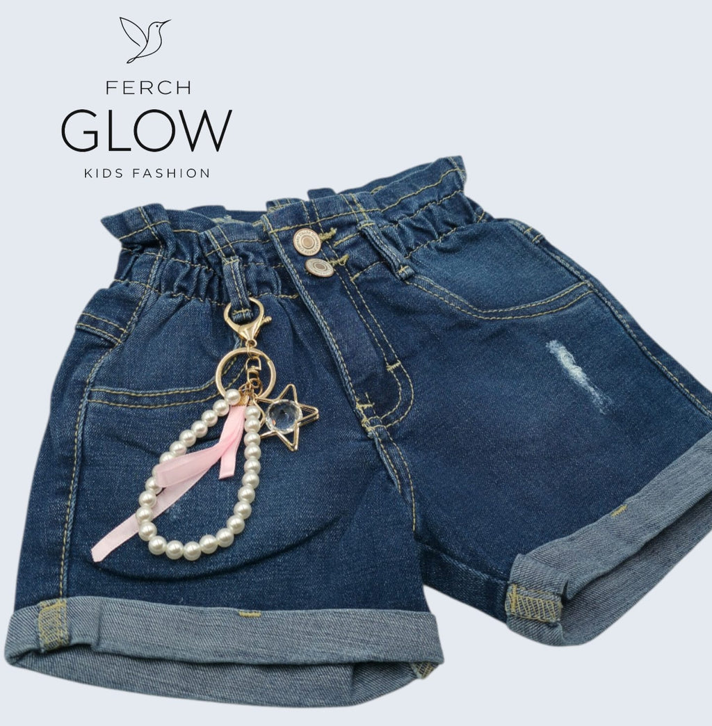 Short de Mezclilla para Niña con Llavero Coquette